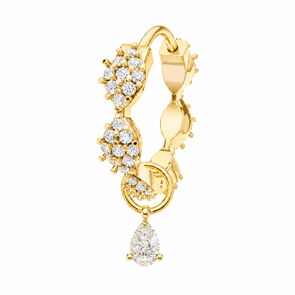 Rulla Marquise Eternity Hoop with Single Tear Drop Charm in yellow gold