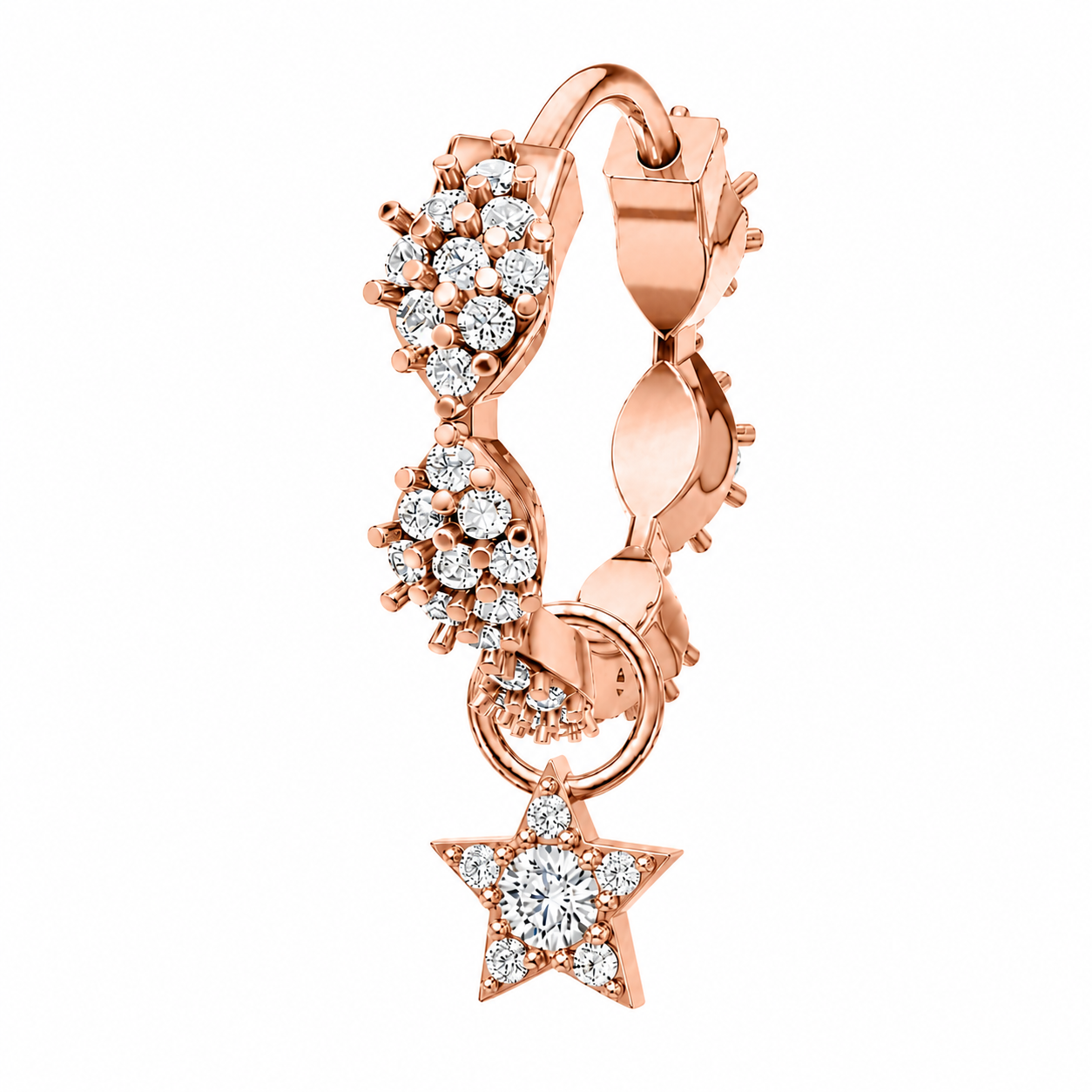 Rulla Marquise Eternity Hoop with Star Charm in rose gold