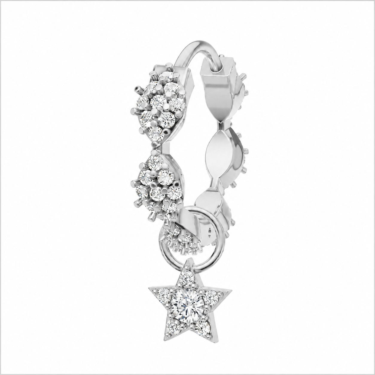 Rulla Marquise Eternity Hoop with Star Charm in white gold