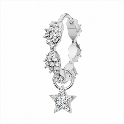 Rulla Marquise Eternity Hoop with Star Charm in white gold