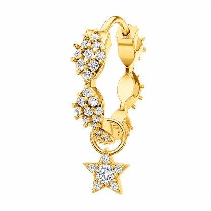 Rulla Marquise Eternity Hoop with Star Charm in yellow gold