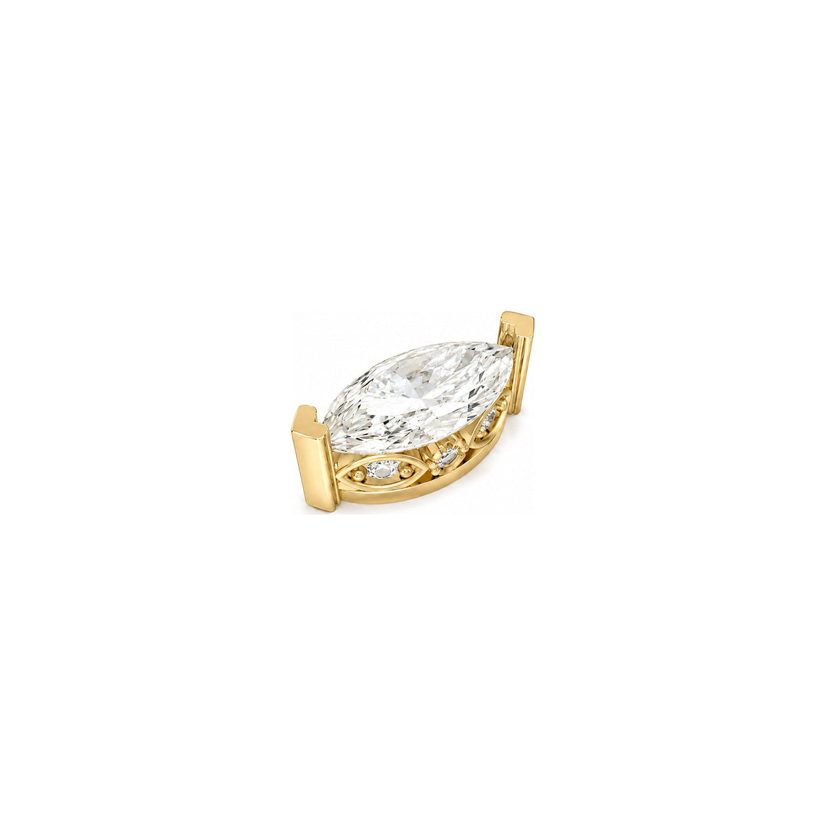 Rulla Marquise Solitaire Stud in yellow gold on white background