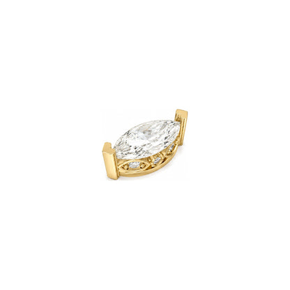 Rulla Marquise Solitaire Stud in yellow gold on white background