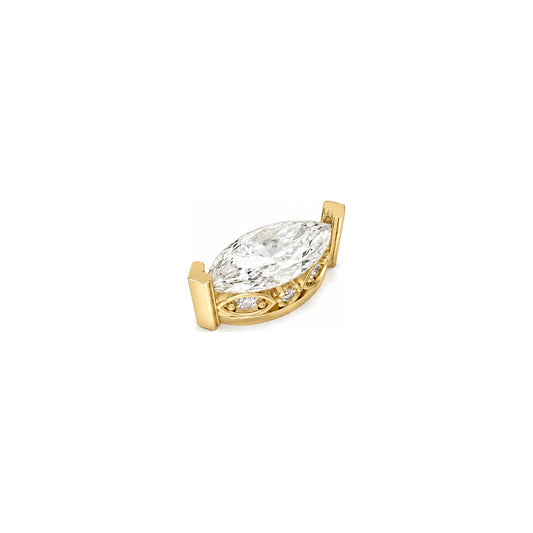 Rulla Marquise Solitaire Stud in yellow gold on white background