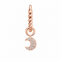 Rulla Twisted Hoop with Moon Charm in rose gold
