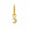 Rulla Twisted Hoop with Moon Charm in yellow gold