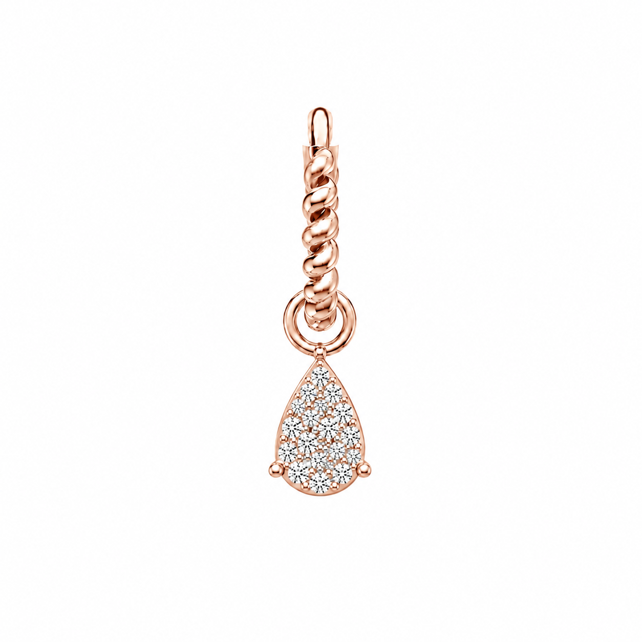 Rulla Twisted Hoop with Multi Tear Drop Charm in rose gold