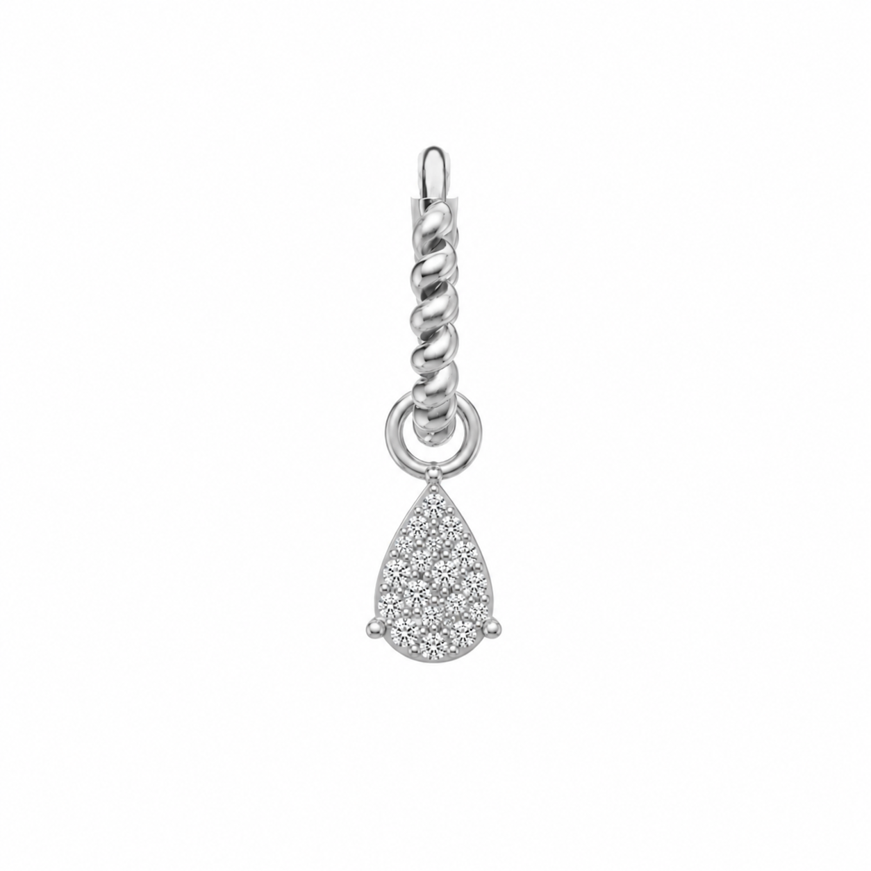 Rulla Twisted Hoop with Multi Tear Drop Charm in white gold