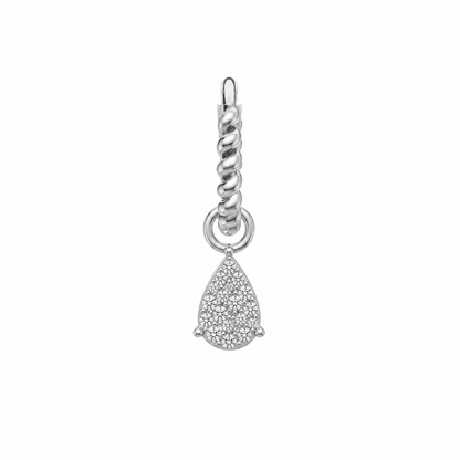 Rulla Twisted Hoop with Multi Tear Drop Charm in white gold