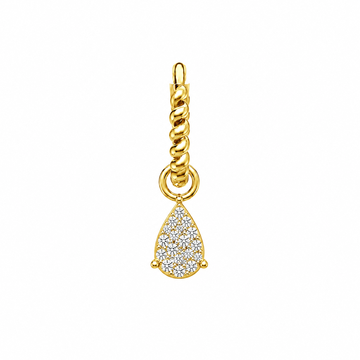 Rulla Twisted Hoop with Multi Tear Drop Charm in yellow gold