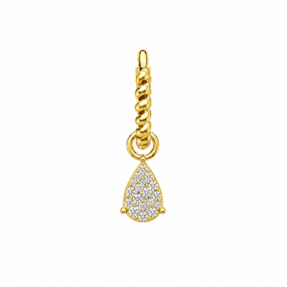 Rulla Twisted Hoop with Multi Tear Drop Charm in yellow gold