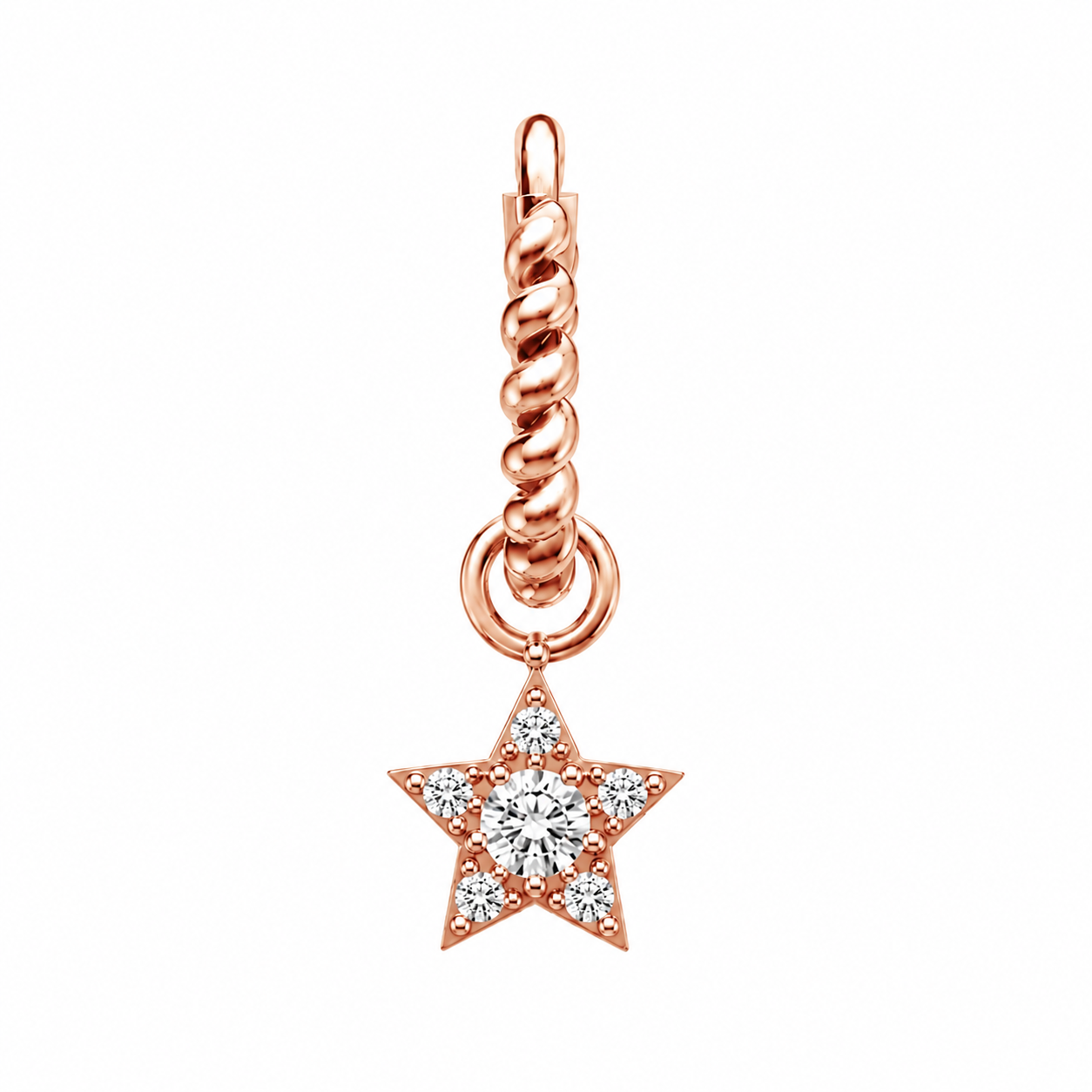 Rulla Twisted Hoop with Star Charm in rose gold