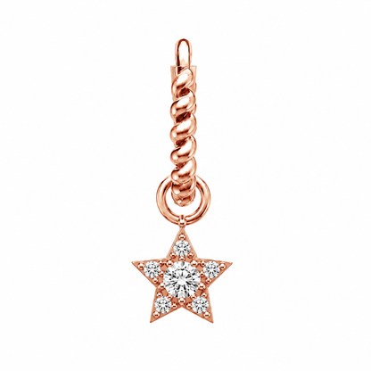 Rulla Twisted Hoop with Star Charm in rose gold