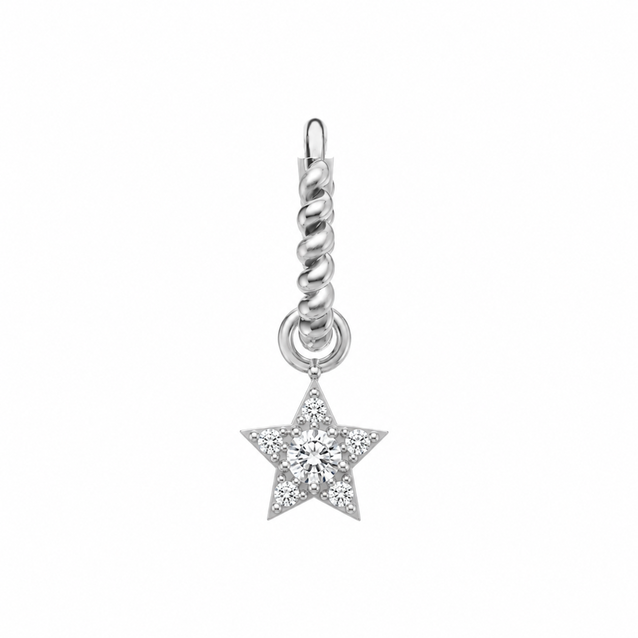 Rulla Twisted Hoop with Star Charm in white gold