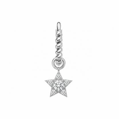 Rulla Twisted Hoop with Star Charm in white gold