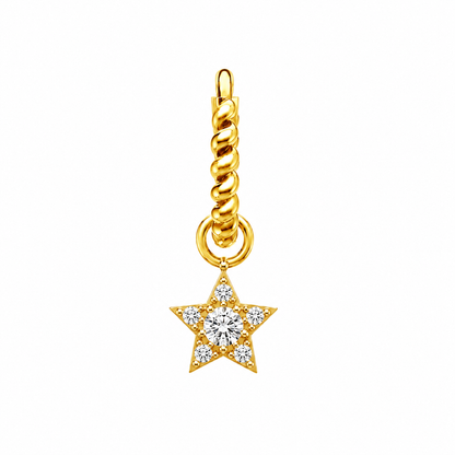 Rulla Twisted Hoop with Star Charm in yellow gold