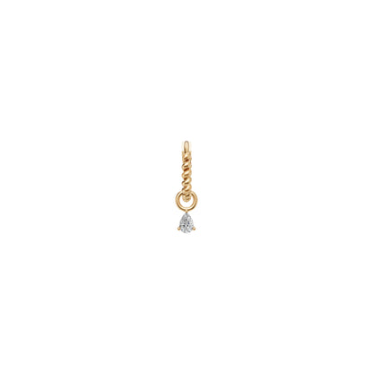 Rulla Jewelry Twisted Hoop with Tear Drop Charm in 18K yellow gold with natural diamonds