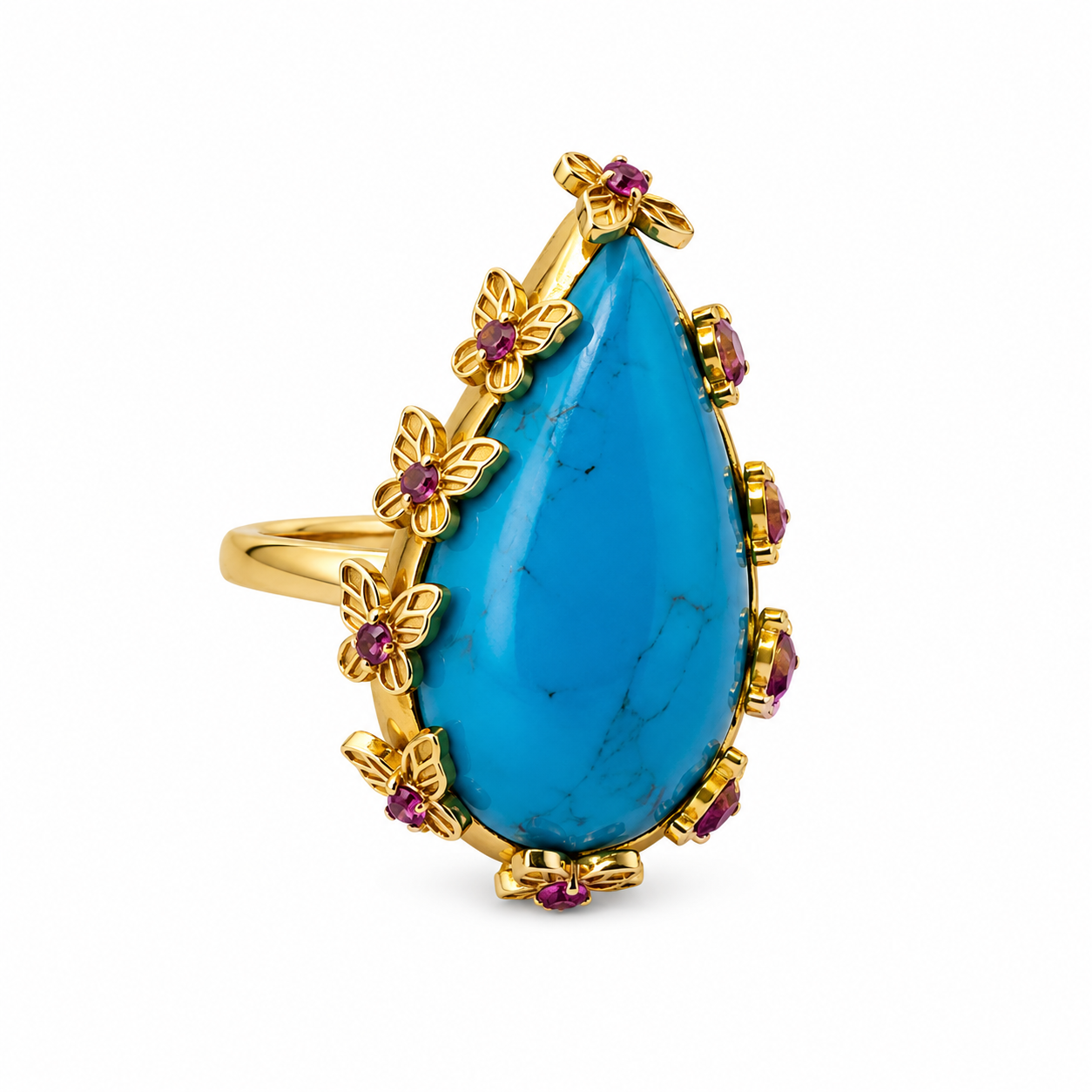 Turquoise & Pink Sapphire Ring
