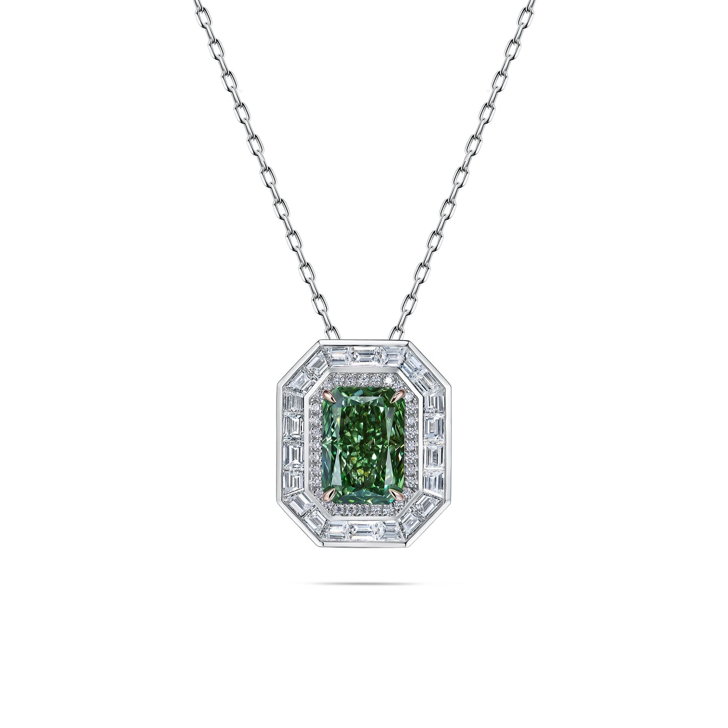 Verbesa Atelier fancy green lab-grown diamond transformer design worn as a pendant
