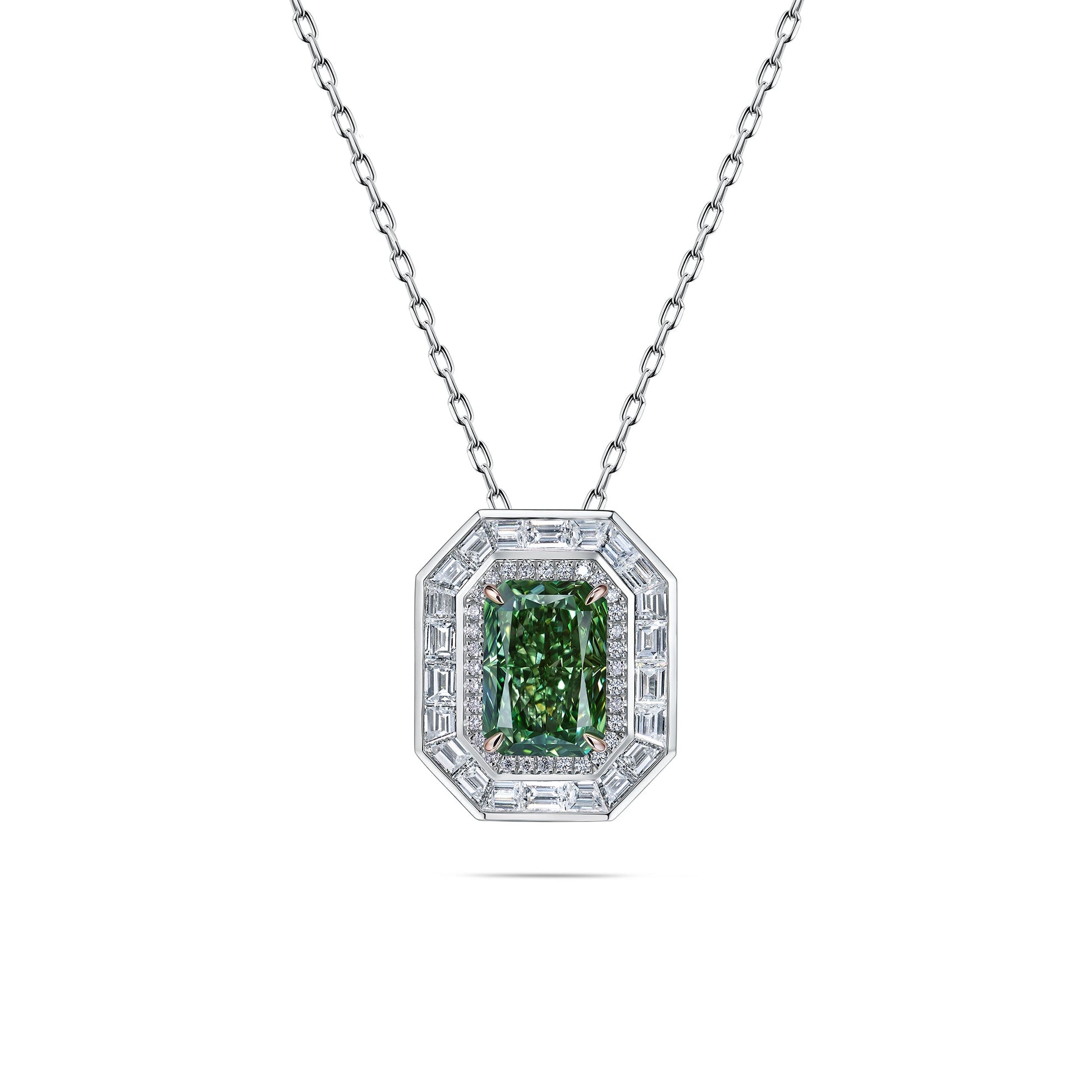 Verbesa Atelier fancy green lab-grown diamond transformer design worn as a pendant