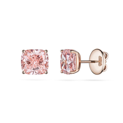 Verbesa Atelier fancy pink 7ct cushion-cut lab-grown diamond stud earrings in 18K rose gold
