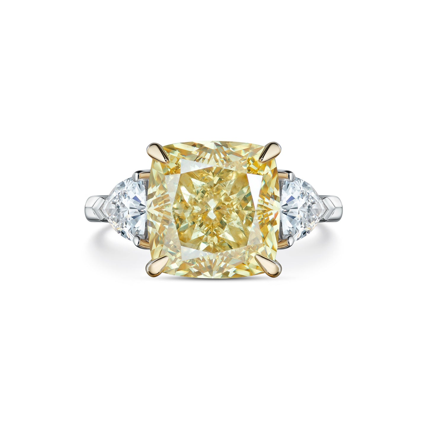 Verbesa Atelier Fancy Yellow cushion lab-grown diamond ring, front view