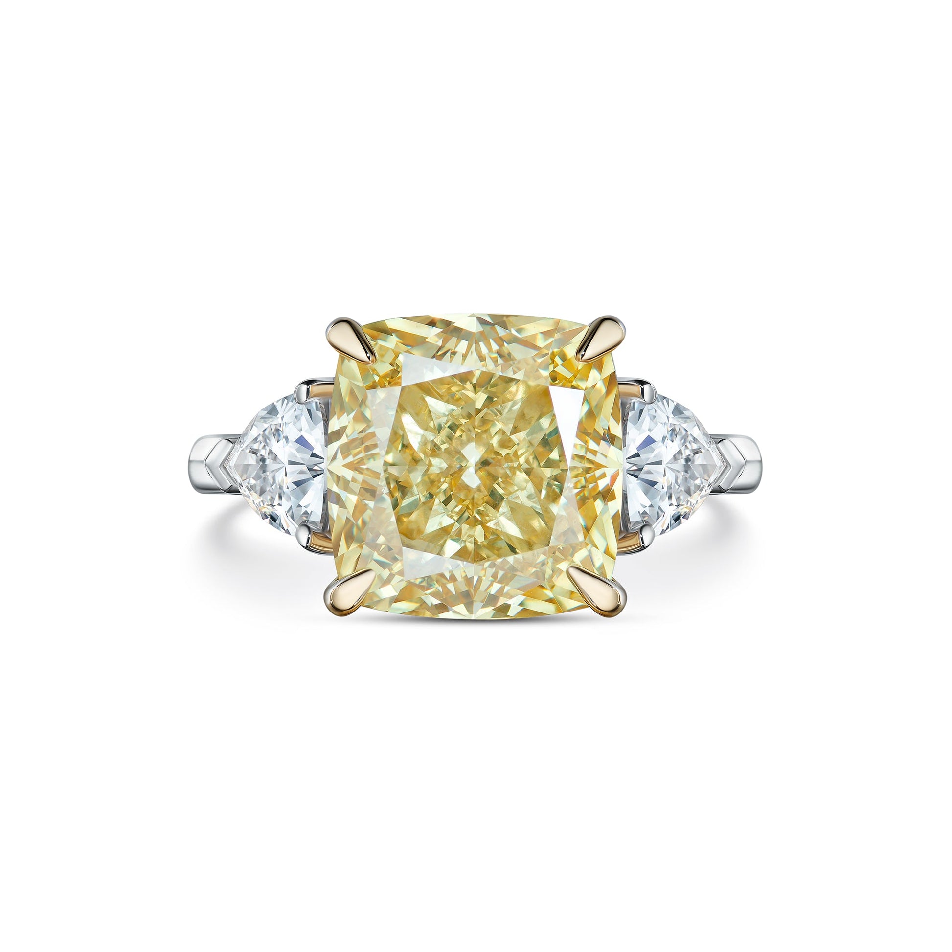 Verbesa Atelier Fancy Yellow cushion lab-grown diamond ring, front view