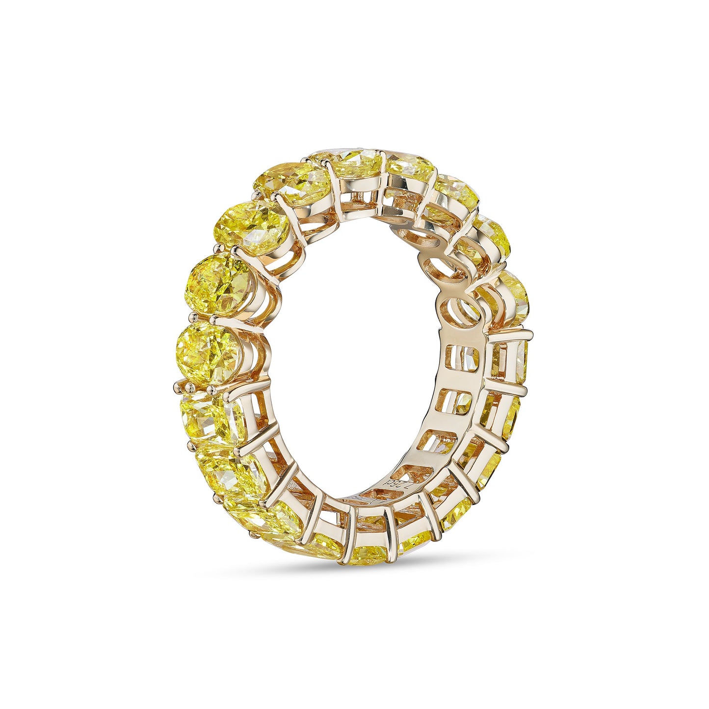 Verbesa Atelier Fancy Yellow oval and radiant lab-grown diamond eternity ring, side view