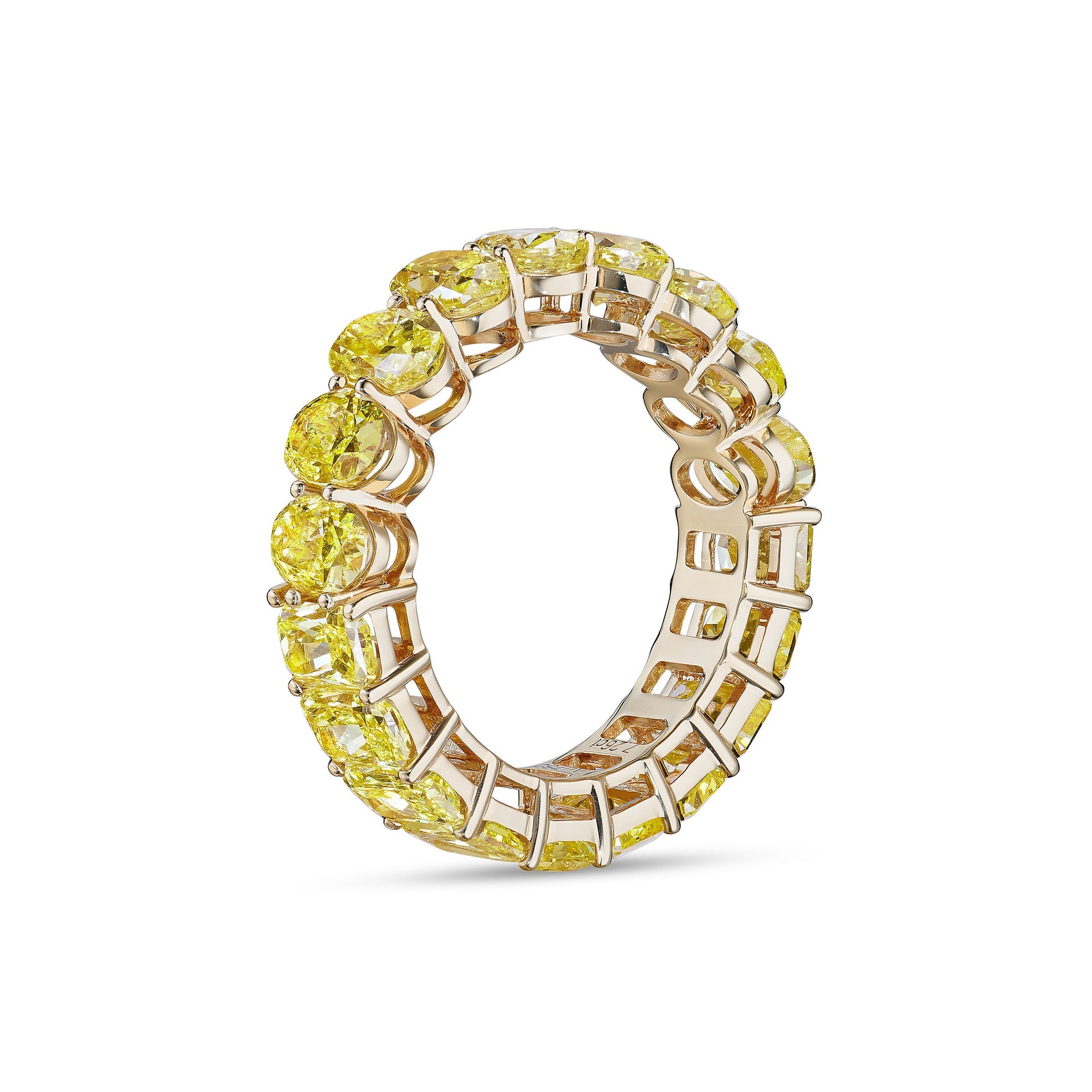 Verbesa Atelier Fancy Yellow oval and radiant lab-grown diamond eternity ring, side view