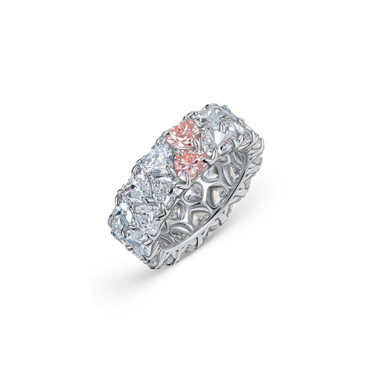 Verbesa Atelier heart-cut lab-grown diamond double eternity ring in 18K white gold, front angle