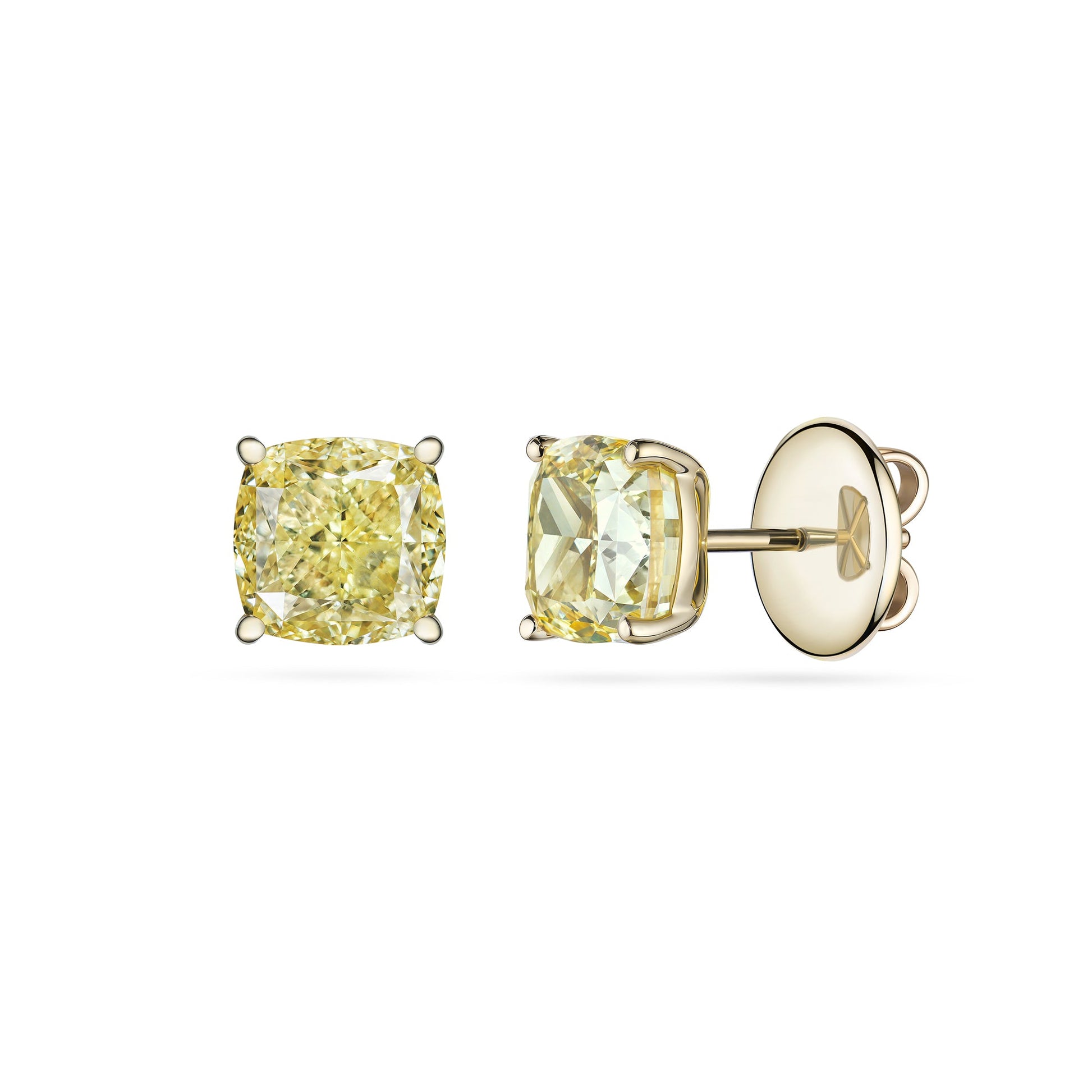 Verbesa Atelier yellow cushion-cut lab-grown diamond stud earrings in 18K yellow gold