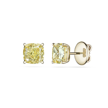 Verbesa Atelier yellow cushion-cut lab-grown diamond stud earrings in 18K yellow gold