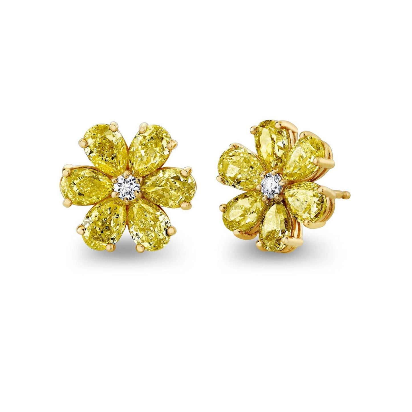 Verbesa Atelier yellow pear lab-grown diamond flower earrings in 18K yellow gold