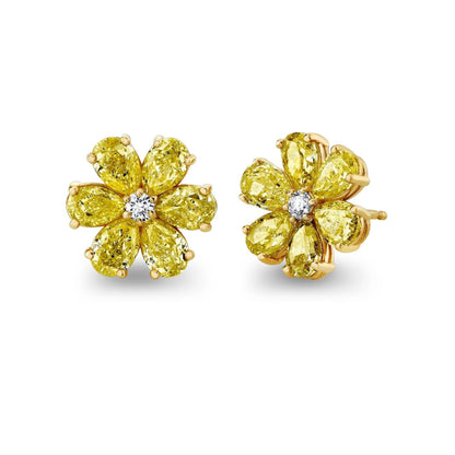 Verbesa Atelier yellow pear lab-grown diamond flower earrings in 18K yellow gold