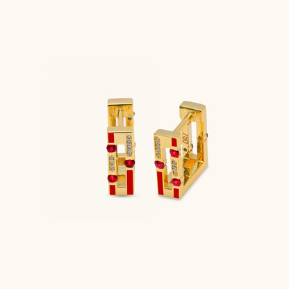 Versa Diamond and Rubies Hoops