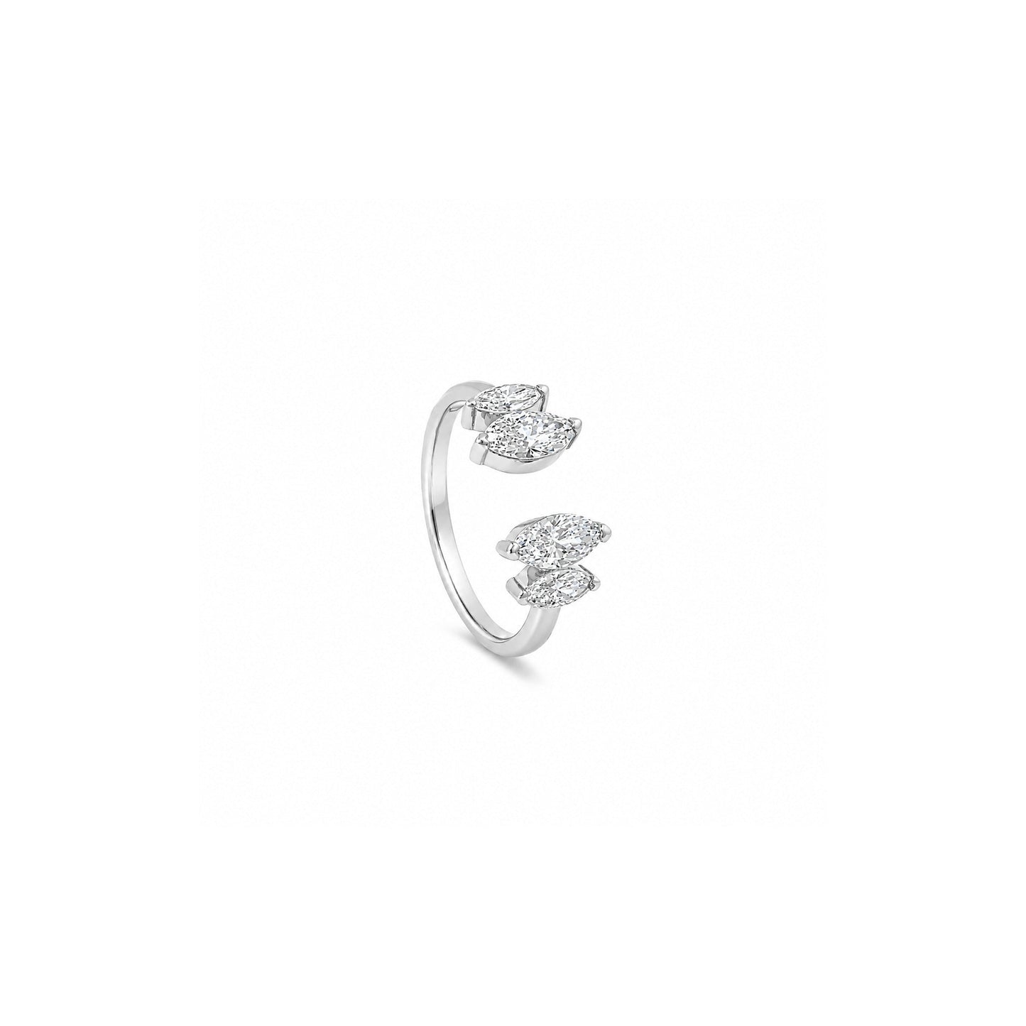 White Drop Marquise Open Ring in 18K white gold alternate view