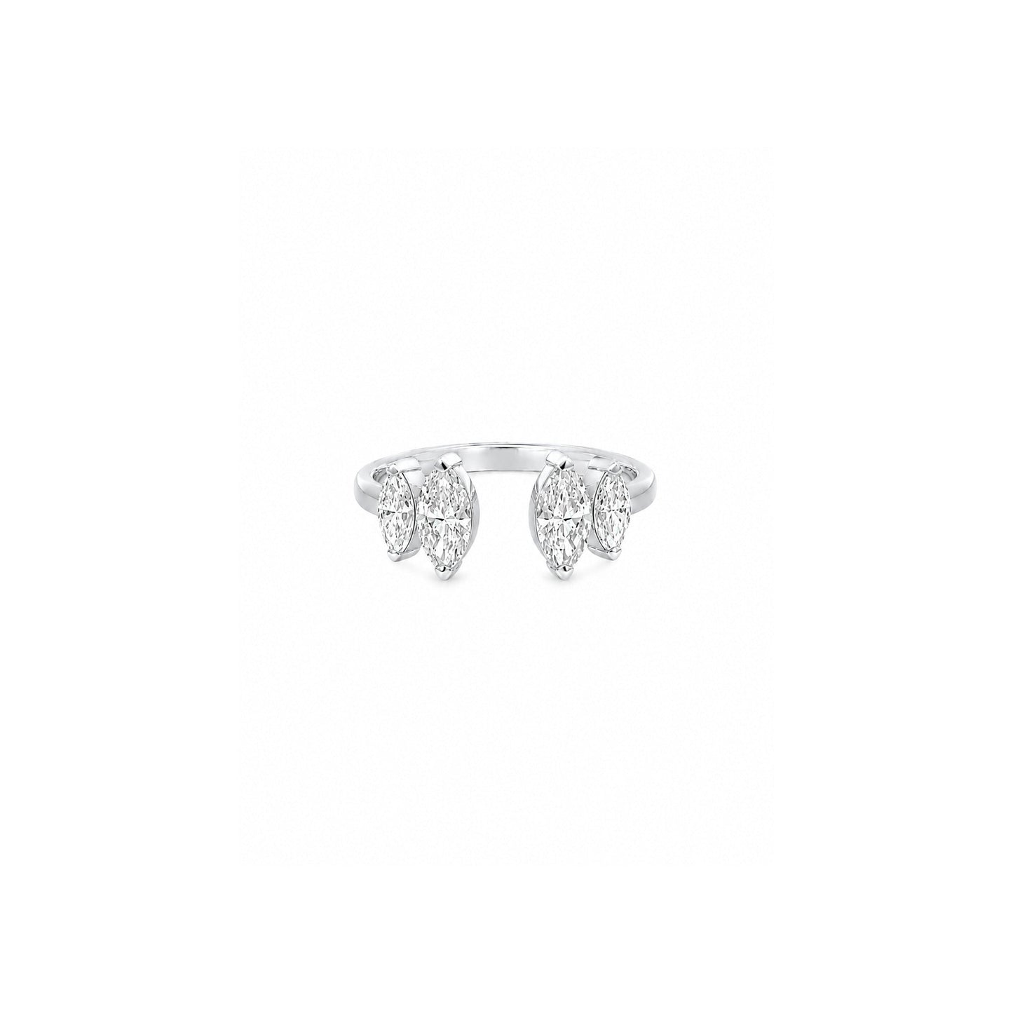 18K white-gold Marquise Open Ring with lab-grown diamonds
