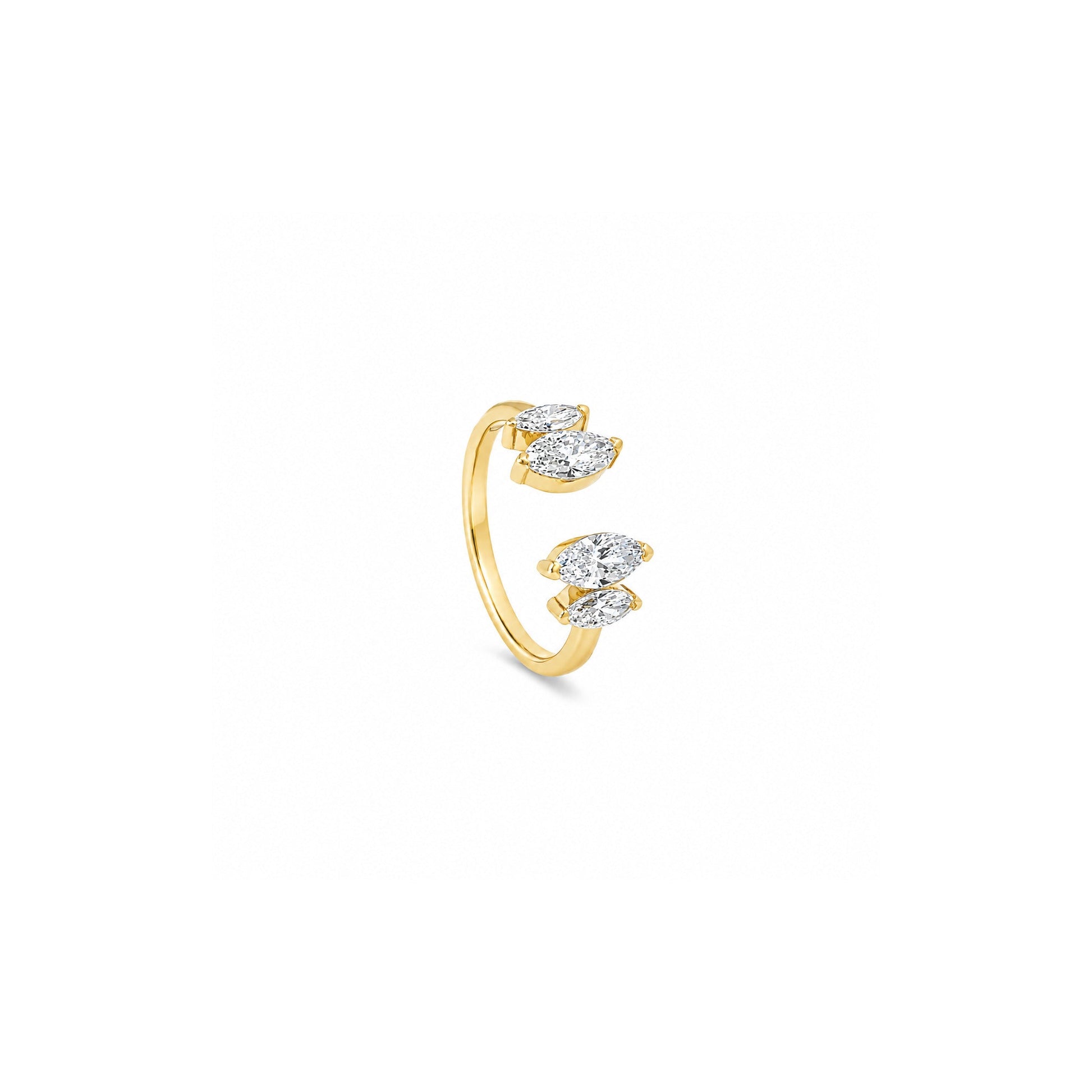 White Drop Marquise Open Ring in 18K yellow gold alternate view