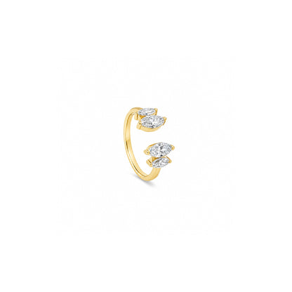 White Drop Marquise Open Ring in 18K yellow gold alternate view