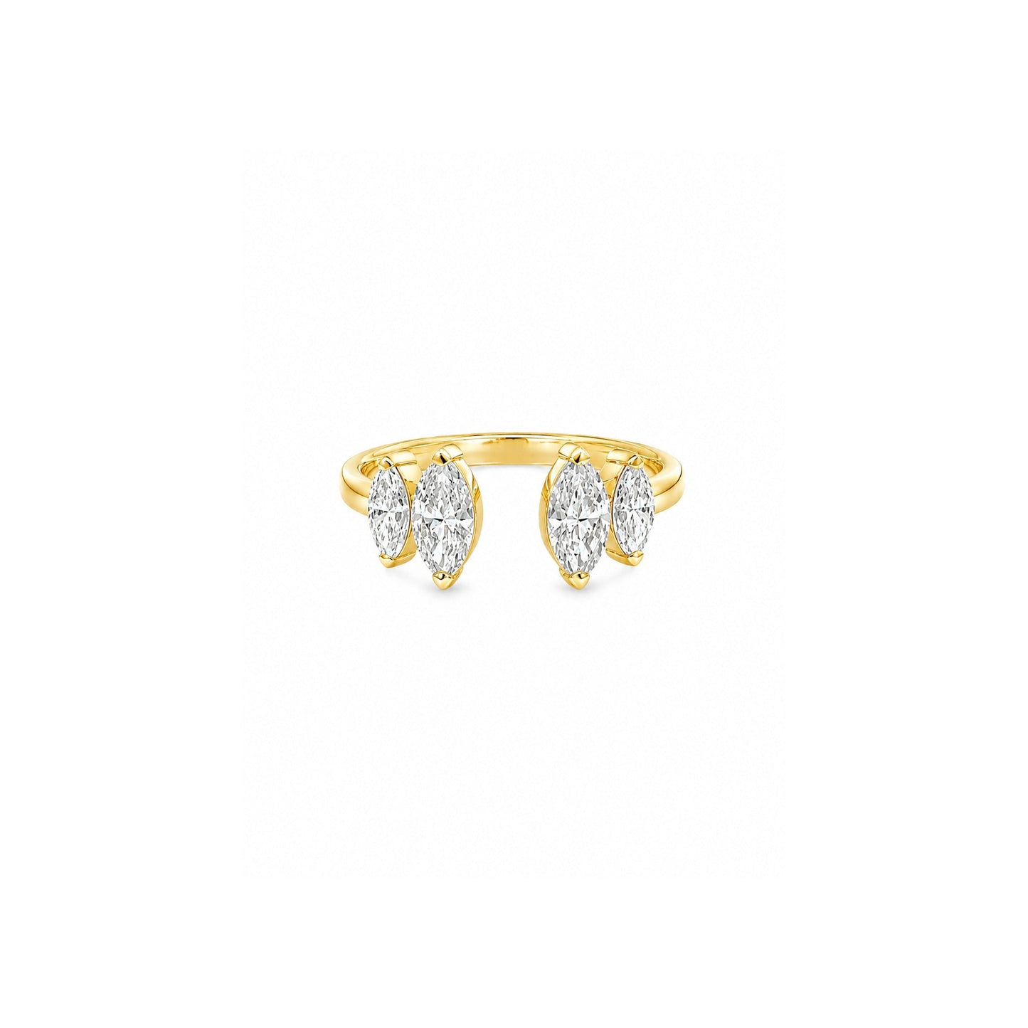 18K yellow-gold Marquise Open Ring with lab-grown diamonds