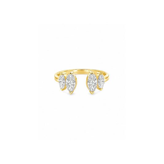 18K yellow-gold Marquise Open Ring with lab-grown diamonds
