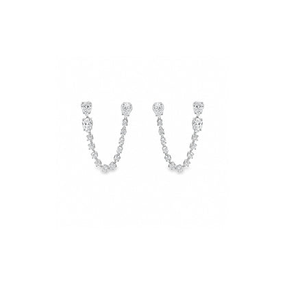 18K white-gold pear chain earring with lab-grown diamonds