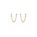 White Drop pear chain earring in 18K yellow gold alternate view