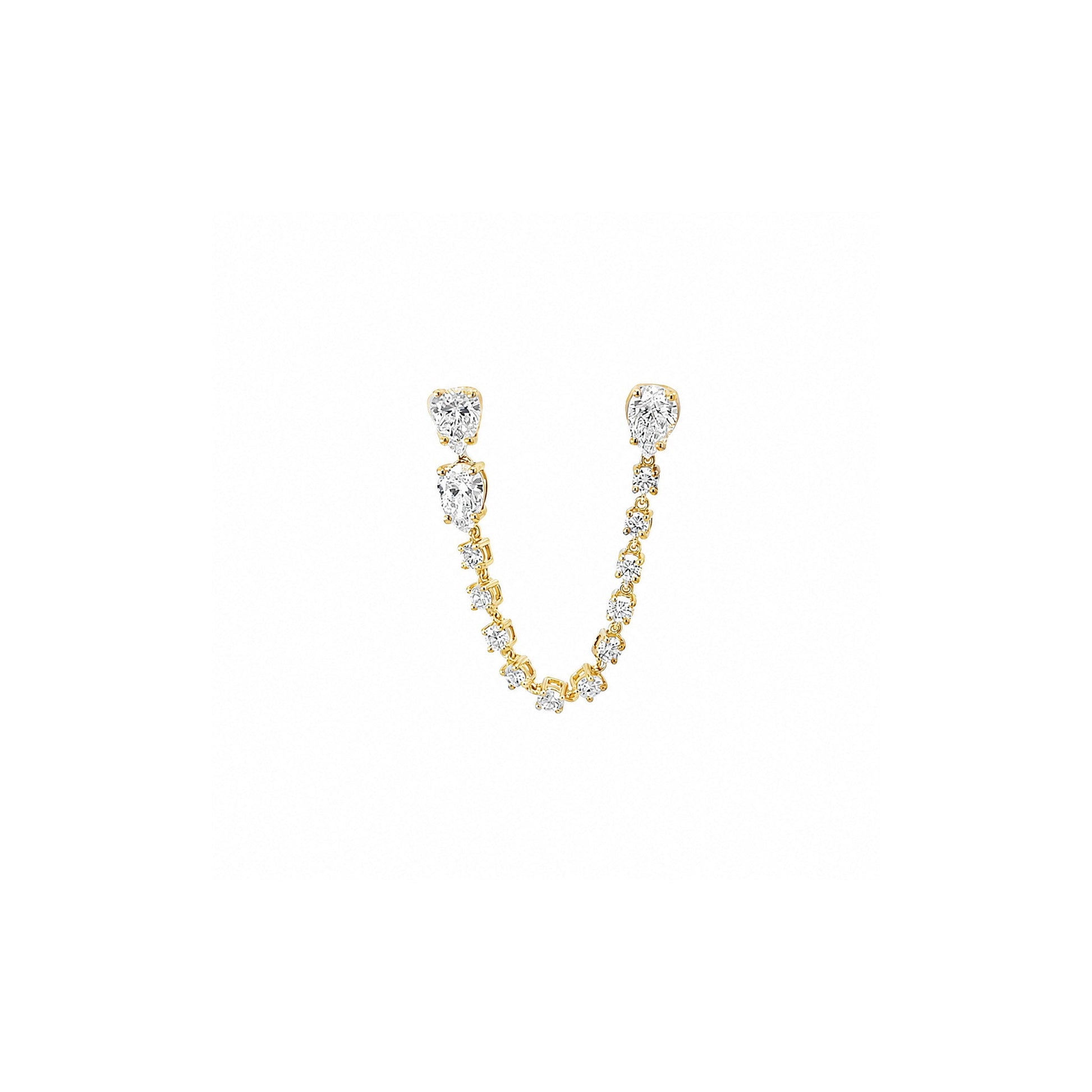 18K yellow-gold pear chain earring with lab-grown diamonds