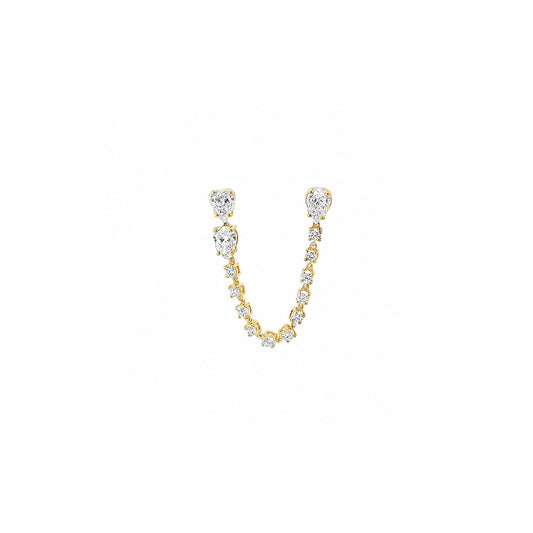 18K yellow-gold pear chain earring with lab-grown diamonds