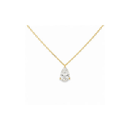 18K yellow-gold pear diamond pendant necklace with lab-grown diamond