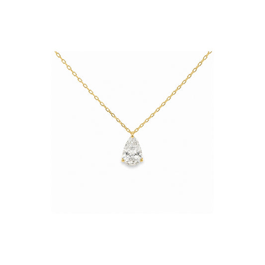 18K yellow-gold pear diamond pendant necklace with lab-grown diamond