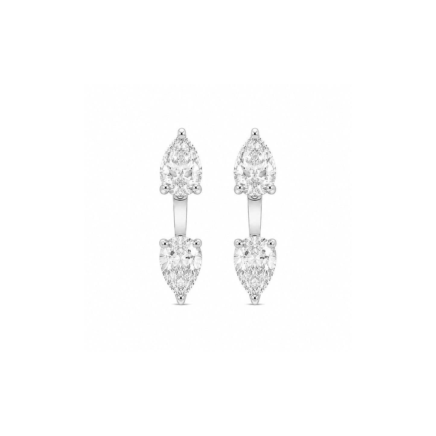 18K white-gold pear lab-grown diamond studs with ear jackets