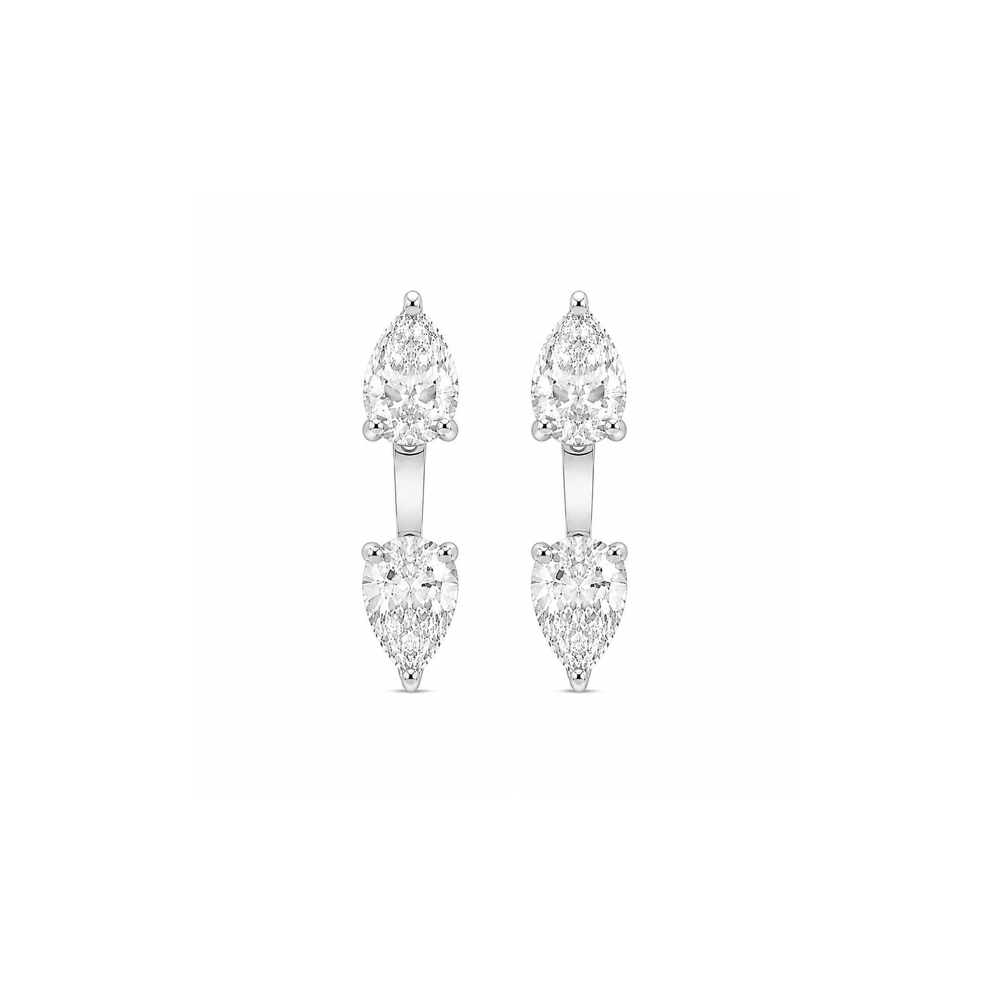 18K white-gold pear lab-grown diamond studs with ear jackets