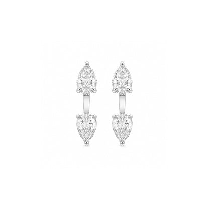 18K white-gold pear lab-grown diamond studs with ear jackets